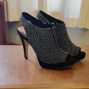 Reba Elegant Black Studded Women's Heels